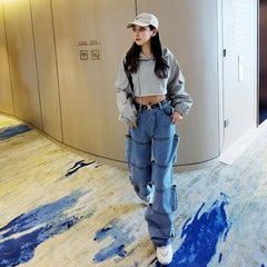 Fashion Multi Pocket Denim Jean Pants for Everyday Wear