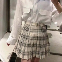 Fashion Plaid Blazer Jackets and Mini Skirt Set for Women