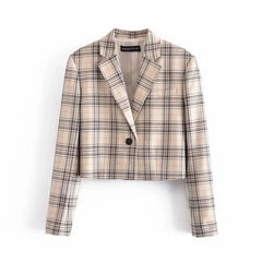 Fashion Plaid Blazer Jackets and Mini Skirt Set for Women