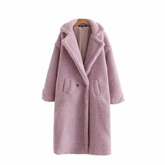 Fashion Pockets Thick Warm Faux Fur Coat