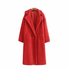 Fashion Pockets Thick Warm Faux Fur Coat