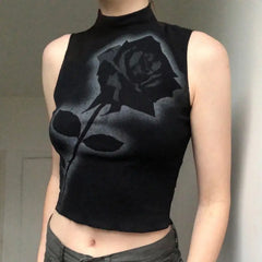 Fashion Rose Turtle Neck Top