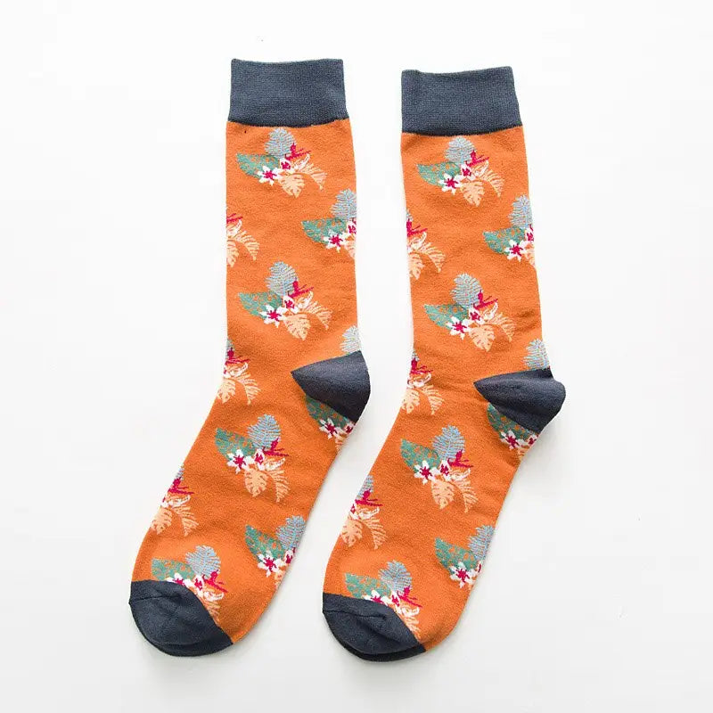 Fashion Short Pattern Socks - Orange Butterfly / One Size