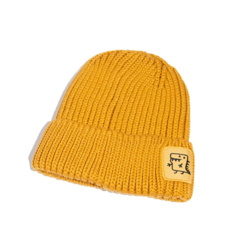 Fashion Windproof Knitted Dinosaur Beanie - Yellow / One