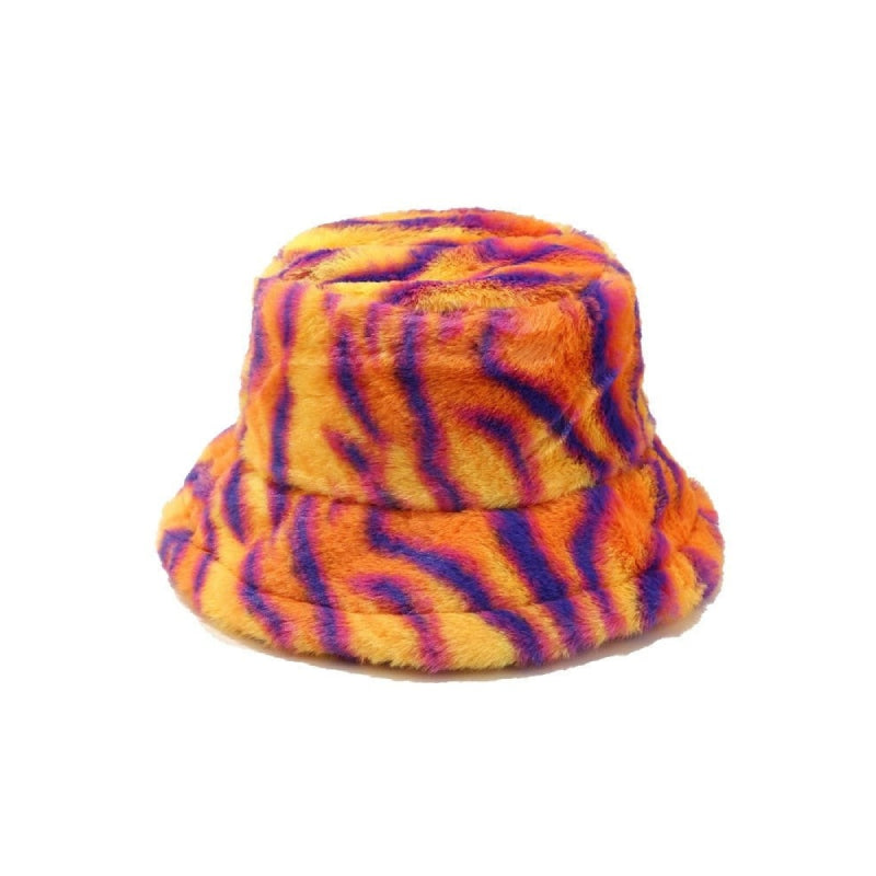 Faux Fur Bucket Hat Warm - Yellow-Purple / 56-58cm - Hats