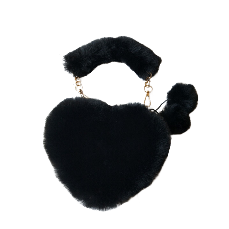 Faux Fur Heart Shaped Small Handbag