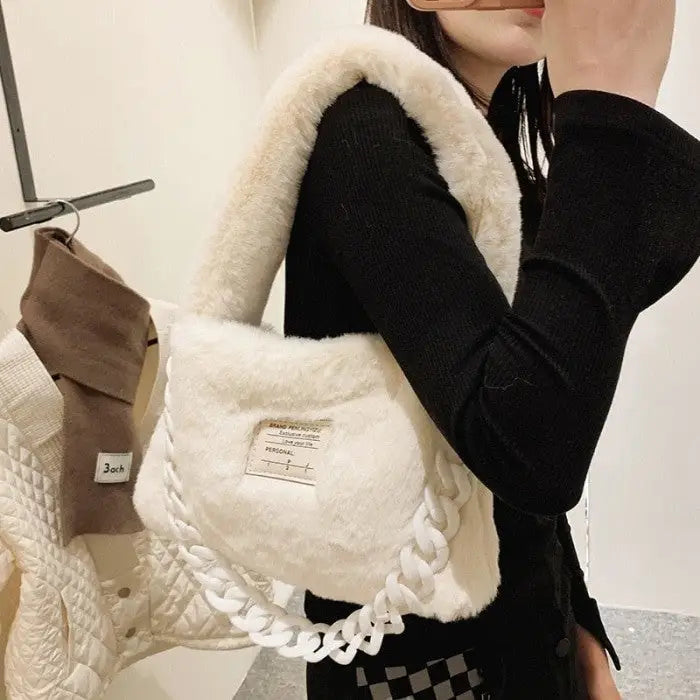 Faux fur Plush Chain Shoulder Handbag