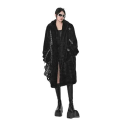 Faux Fur Punk Belt Fluffy Long Coat