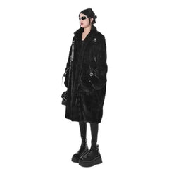 Faux Fur Punk Belt Fluffy Long Coat