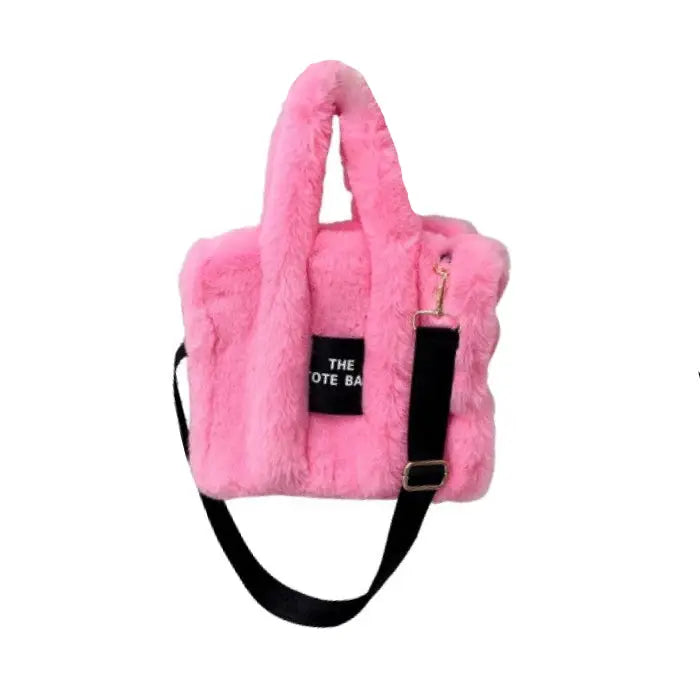 Faux Fur Tote Shoulder Bag with Soft Lining and Zipper