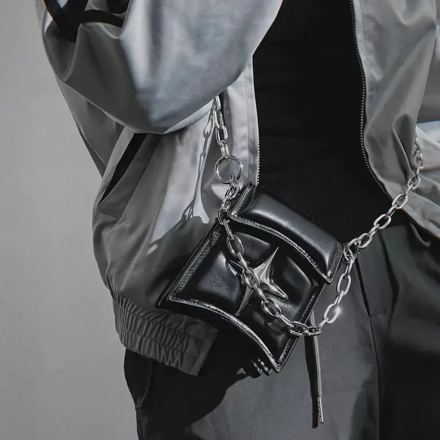 Faux Leather Gothic Cross Small Chain Shoulder Bag