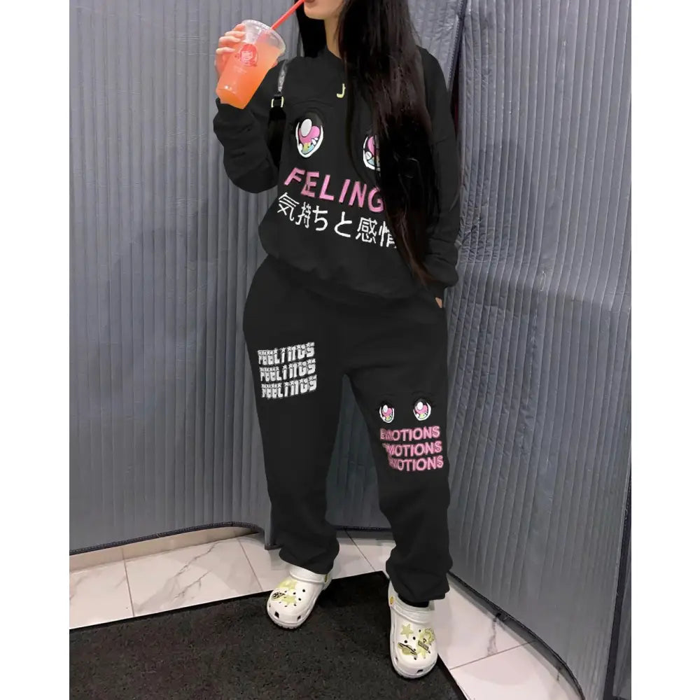 Feeling Emotions Two-Piece Sweatpants Set for Adults