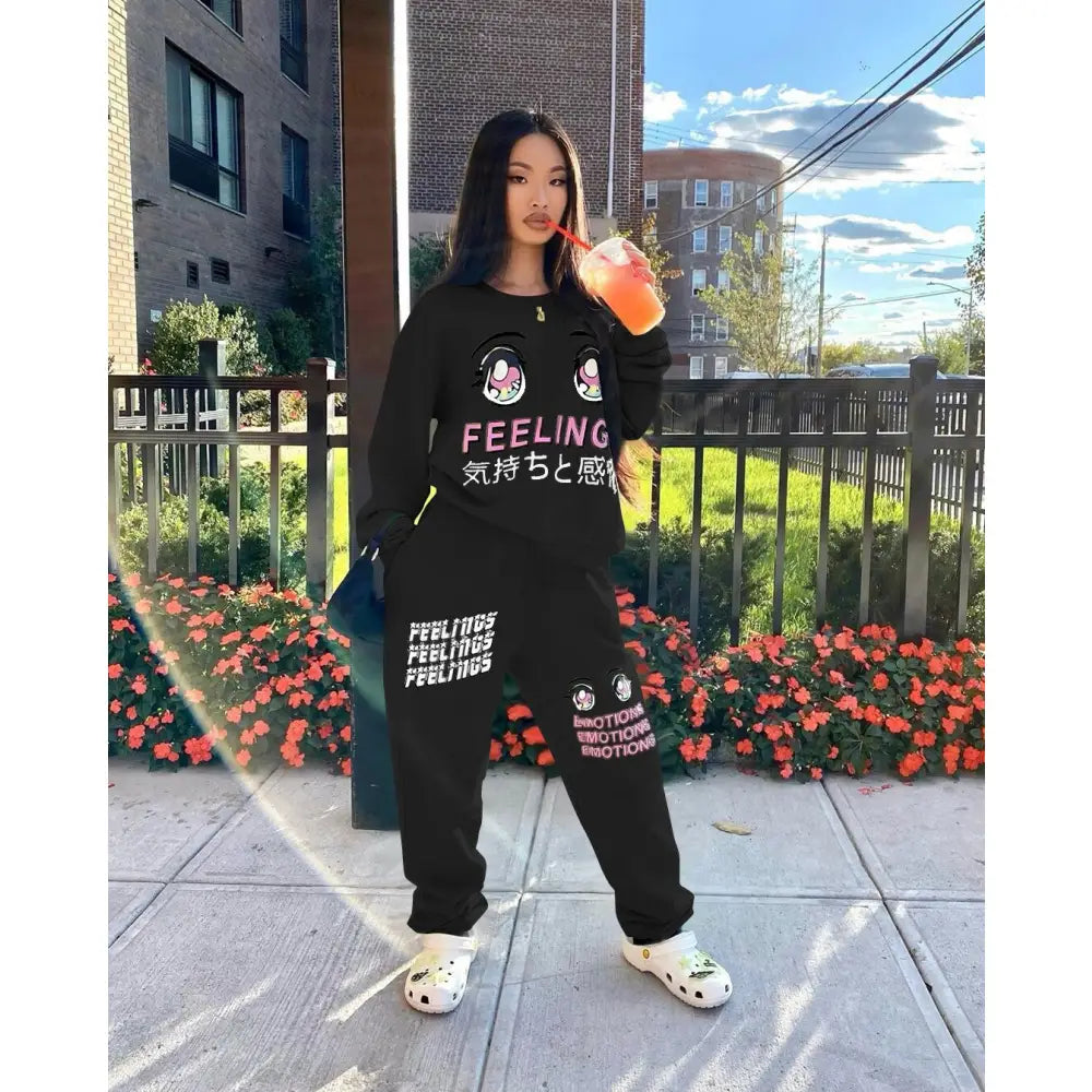 Feeling Emotions Two-Piece Sweatpants Set for Adults