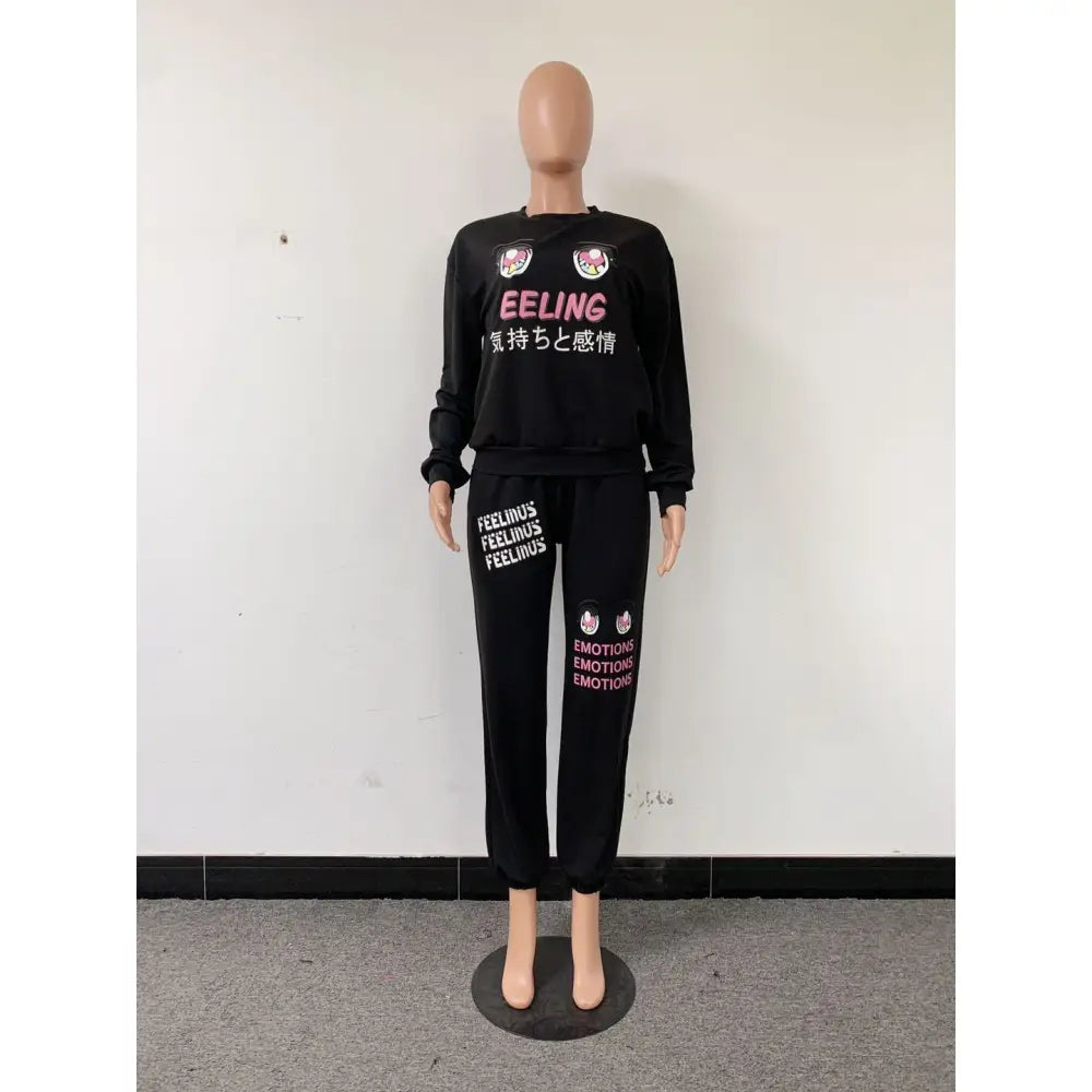 Feeling Emotions Two-Piece Sweatpants Set for Adults