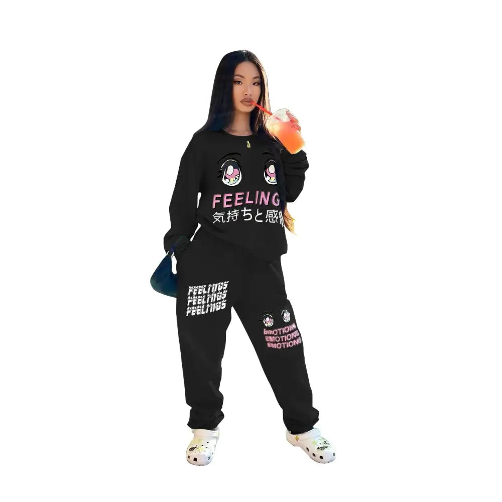 Feeling Emotions Two-Piece Sweatpants Set for Adults