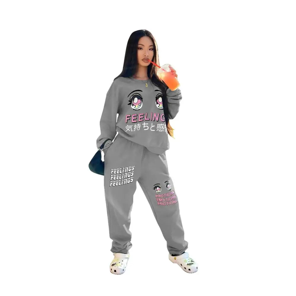 Feeling Emotions Two-Piece Sweatpants Set for Adults
