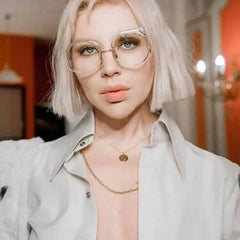 Feline Retro Round Frame Blue Light Glasses