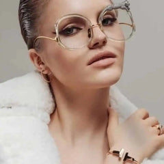 Feline Retro Round Frame Blue Light Glasses