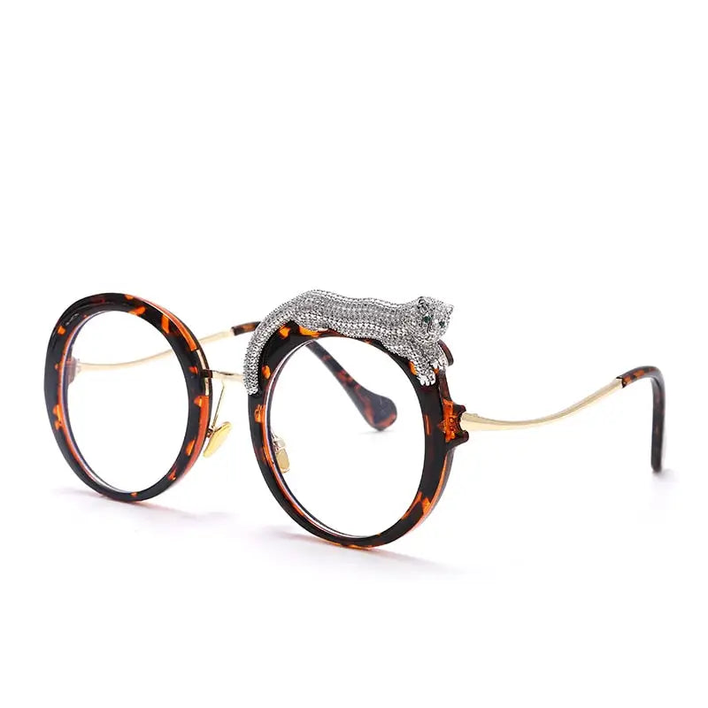 Feline Retro Round Frame Blue Light Glasses Brown / One Size