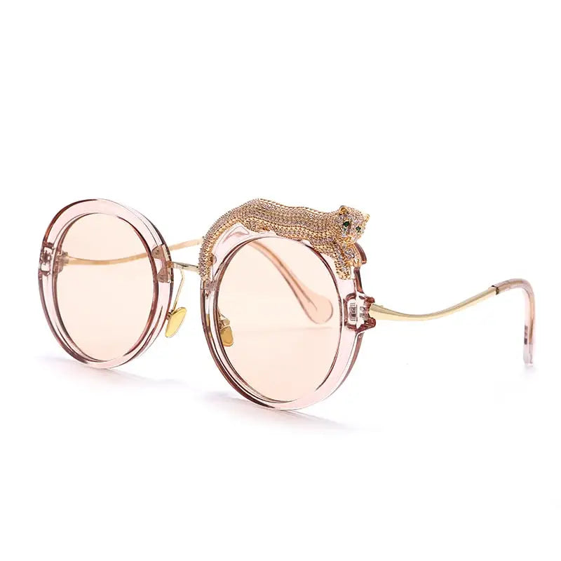 Feline Retro Round Frame Blue Light Glasses Pink. / One Size