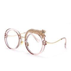 Feline Retro Round Frame Blue Light Glasses Pink / One Size
