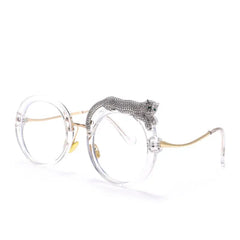 Feline Retro Round Frame Blue Light Glasses Tranparent