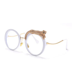 Feline Retro Round Frame Blue Light Glasses White / One Size