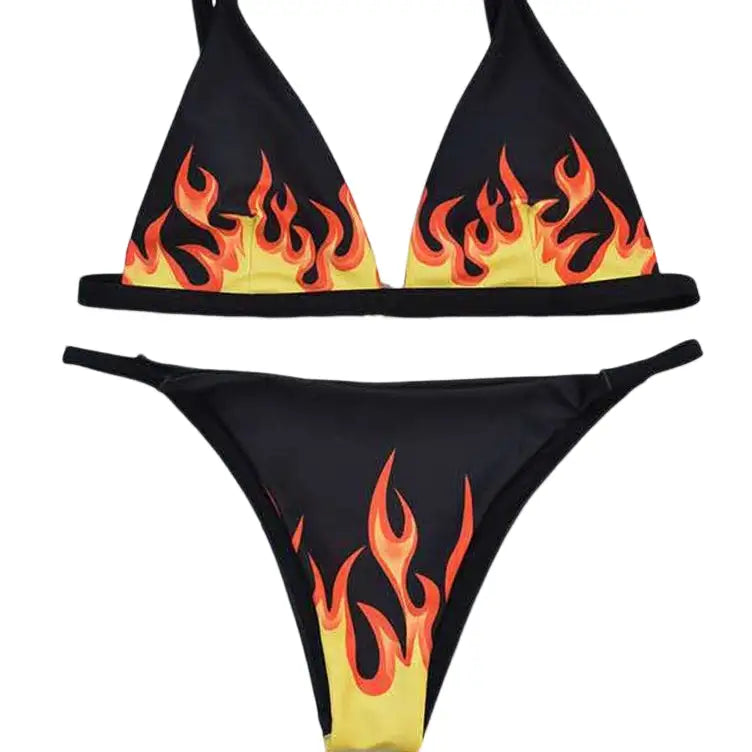 Fire Sexy Bikini - Black- Orange / S
