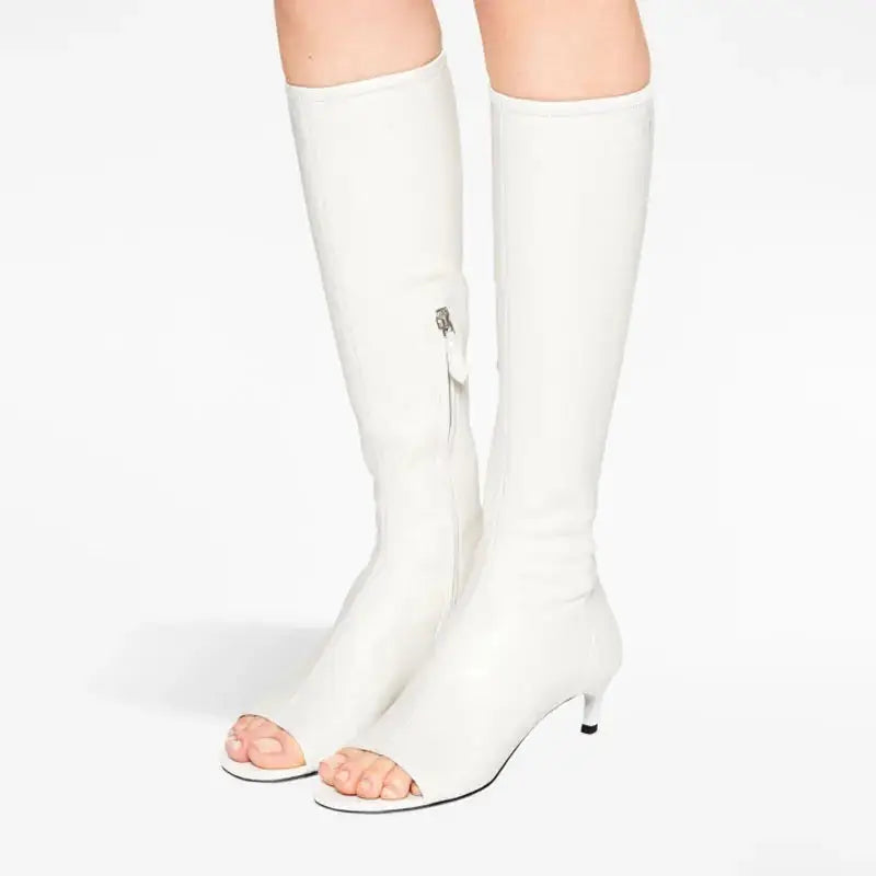 Fish Mouth Clip Toe Mid Zipper Boot Euro Size