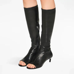 Fish Mouth Clip Toe Mid Zipper Boot Euro Size