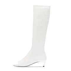 Fish Mouth Clip Toe Mid Zipper Boot Euro Size White / 34