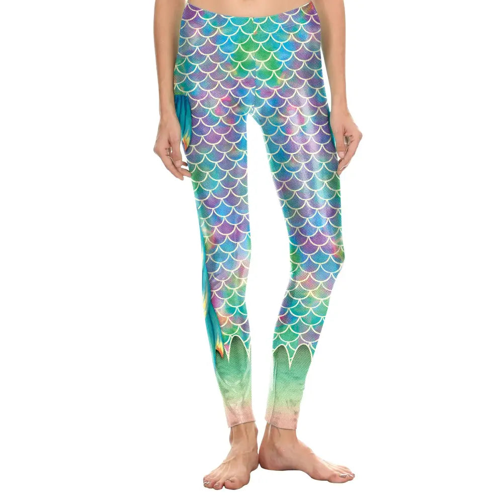 Fish Scale Leggings - S / Turquoise - Pants