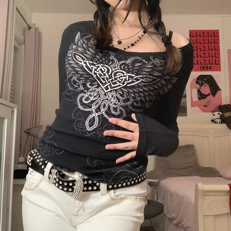 Fitted Tribal Long Sleeve Sweater for Men and Women Black