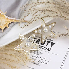 Five Pointed Star Earrings Pearl