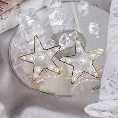 Five Pointed Star Earrings Pearl