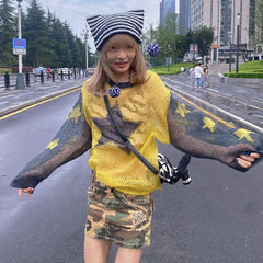 Five-Pointed Star See-Through Sweater for Women