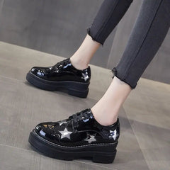 Five-Pointed star vegan Platform Shoes - Black / 34