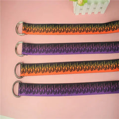 Flame Print Plain Webbing D Buckle Canvas Belt