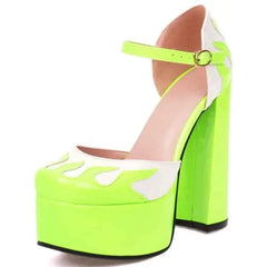 Flame-Shaped Toe Buckle Platform Heeled Shoes