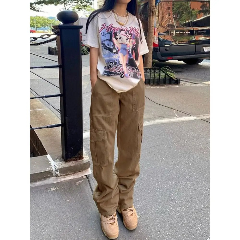 Flap Pocket Cargo Pants in Brown and Khaki