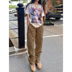 Flap Pocket Cargo Pants in Brown and Khaki