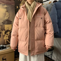 Fleece Thicken Letter Graphic Parka Coat for Winter Pink 2