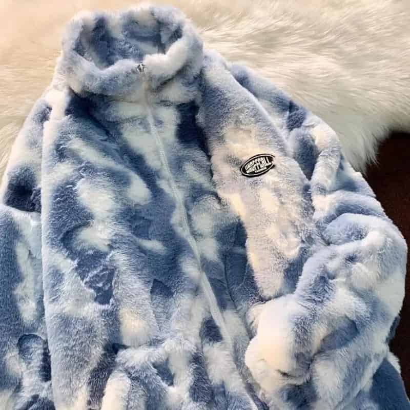 Fleece Zip Sherpa Jacket Dye for Cool Weather Blue / S