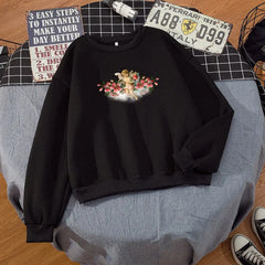 Floral Angel Sweatshirt - Black / M - SWEATSHIRT