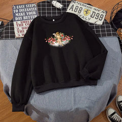 Floral Angel Sweatshirt with Unique Design Black / M