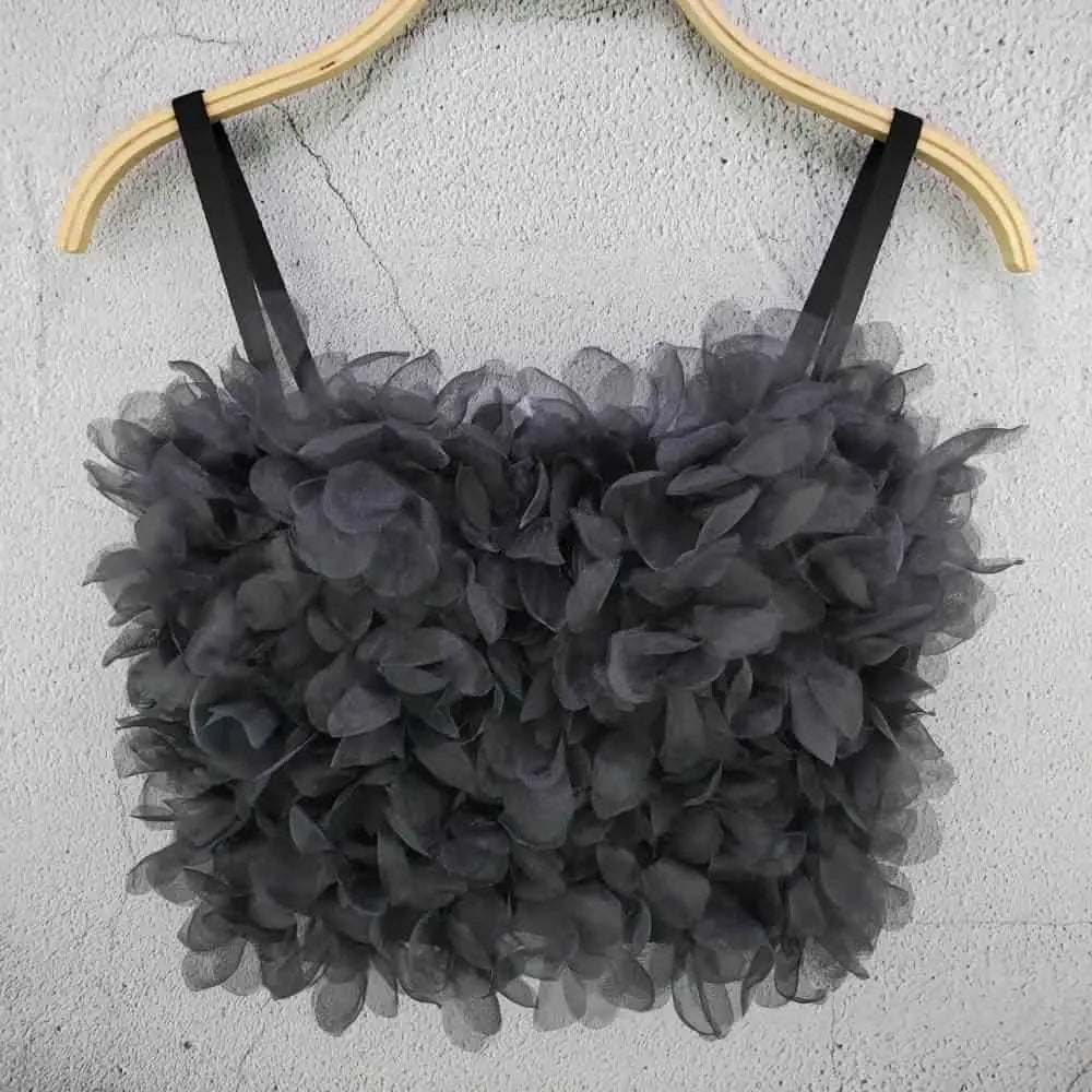 Floral Appliques Corselets Bustier Crop Top Vest Black / 34