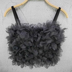 Floral Appliques Corselets Bustier Crop Top Vest Black / 34