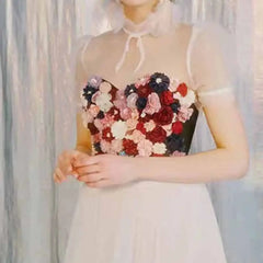 Floral Appliques Corselets Bustier Crop Top Vest