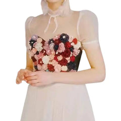 Floral Appliques Corselets Bustier Crop Top Vest