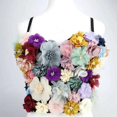 Floral Appliques Corselets Bustier Crop Top Vest large / 34